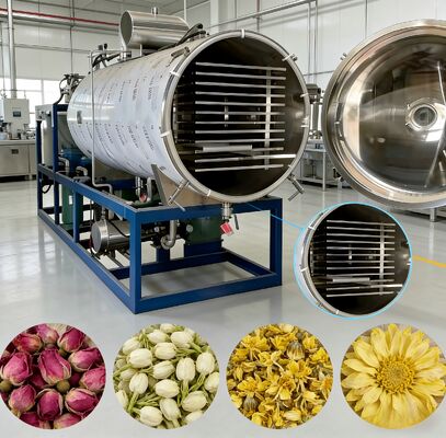 مجفف تجميد مزود طاقة 220 فولت 380 فولت 3 مراحل يشمل وحدة تبريد BITZER أو Leybold مصمم لحفظ الأغذية